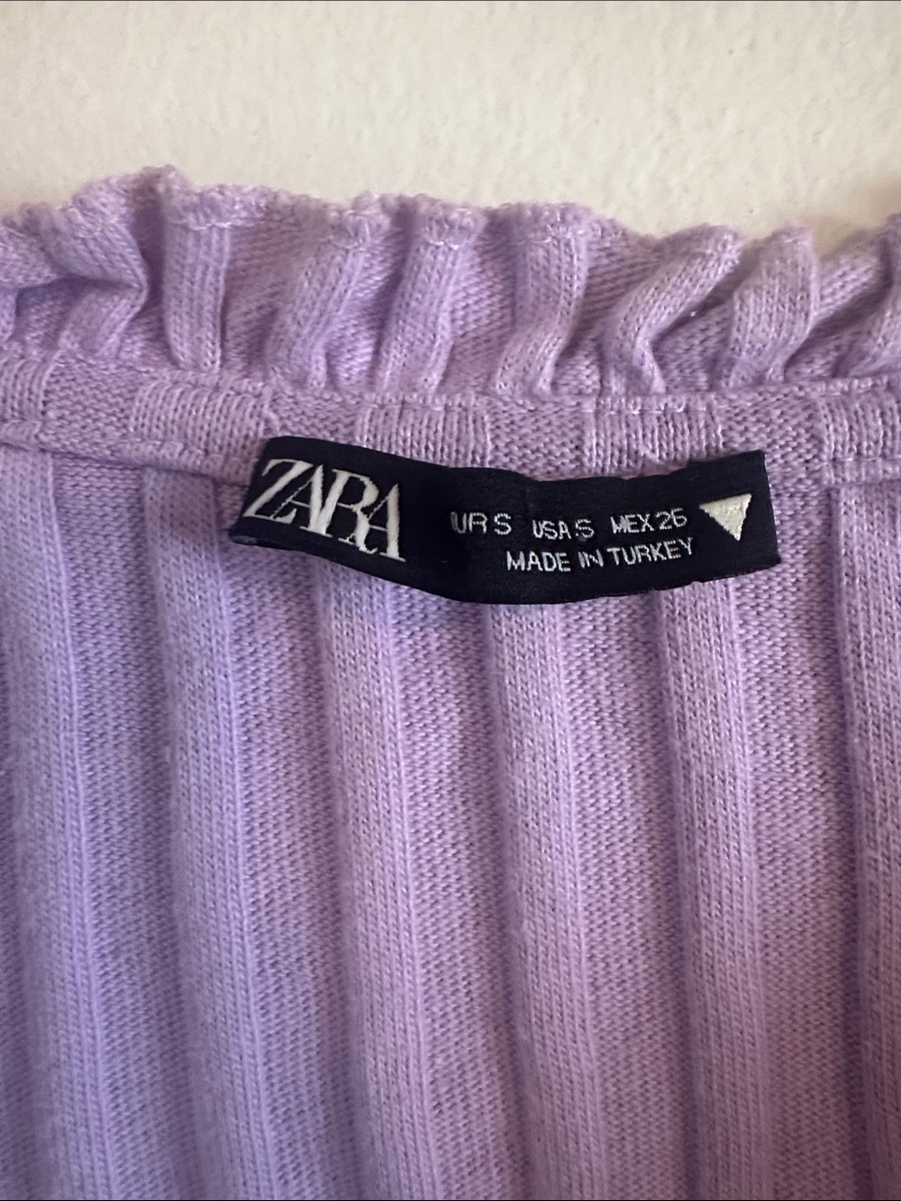 Zara Lavender Ribbed Ruffle Crop Top - Picture 2 of 5